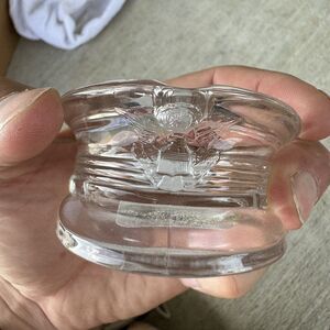 Vintage US Army WW2? Glass Hat Ashtray American Bald Eagle Logo Clear - LN